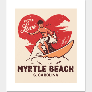 Vintage Surfing You'll Love Myrtle Beach, South Carolina // Retro Surfer's Paradise Posters and Art